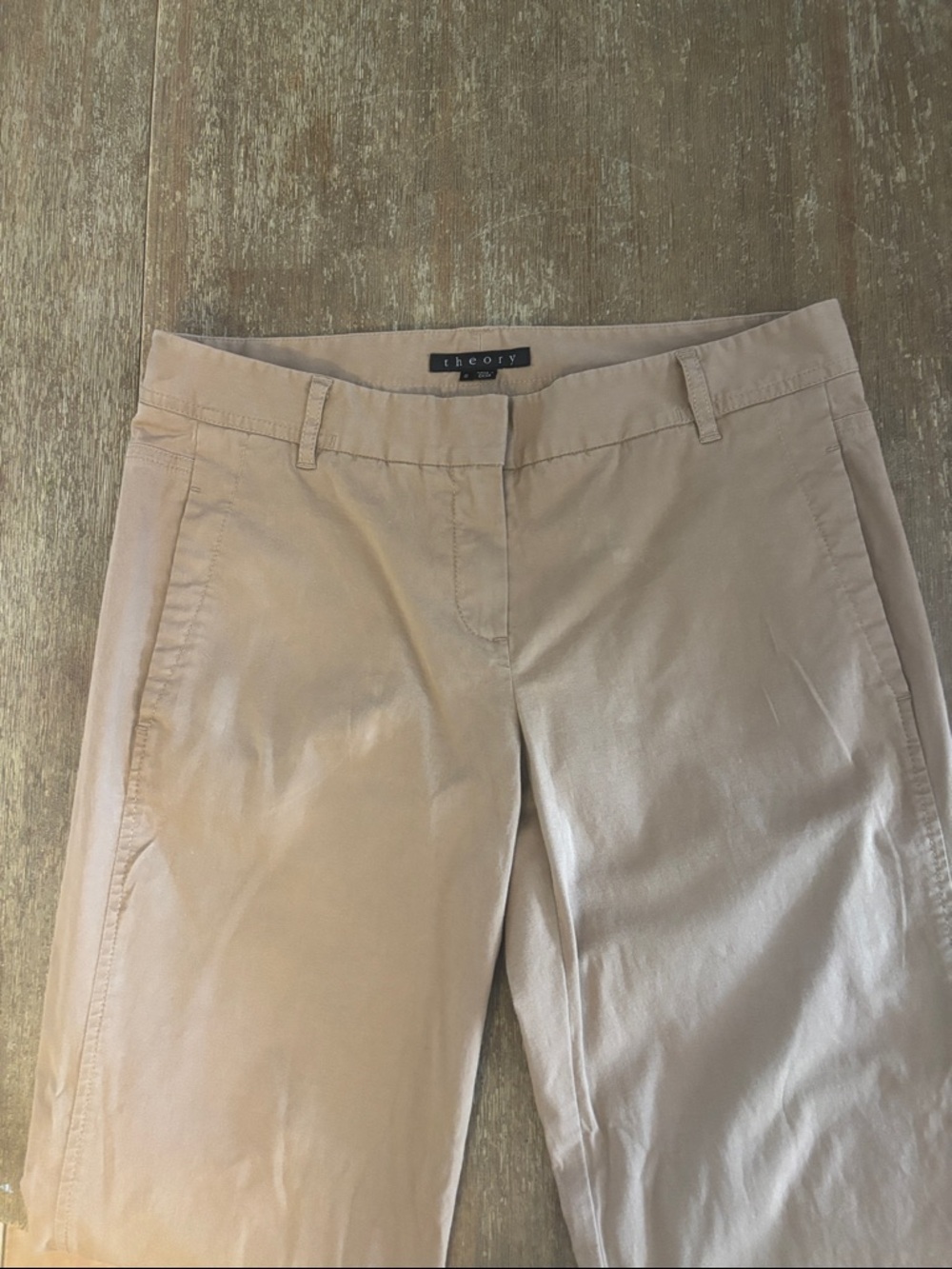 Theory Tan High-Rise Wide Leg Pants - Picture 3 of 7